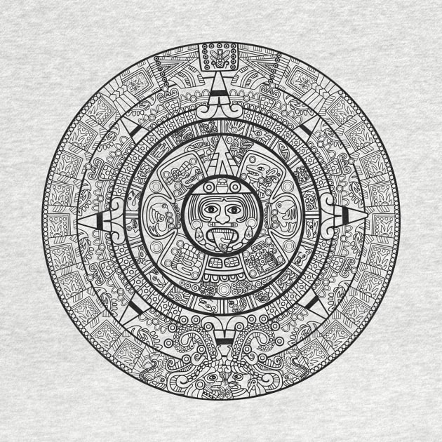 Aztec Calendar - Calendario Azteca - black design by verde